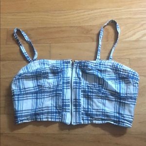 Blue plaid bra top